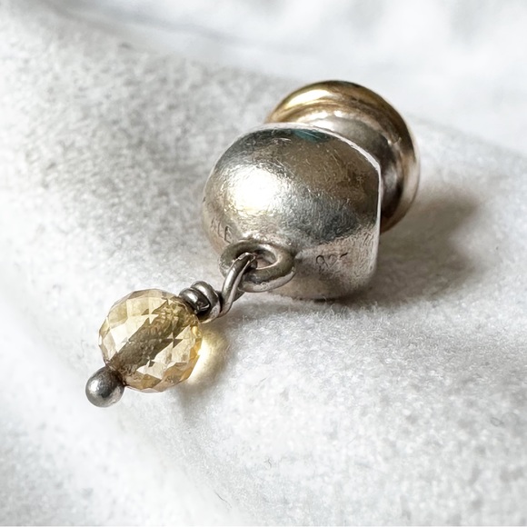 PANDORA Rare Retired Buttercup Dangle Charm w/ 14k Gold and Champagne CZ Details - Picture 4 of 10